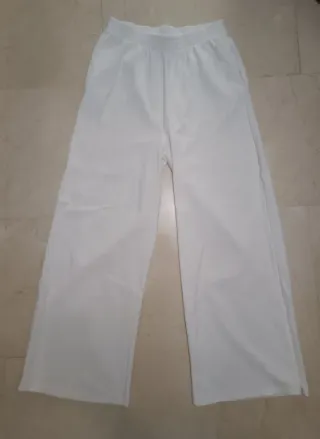 Pantalones anchos blancos mujer