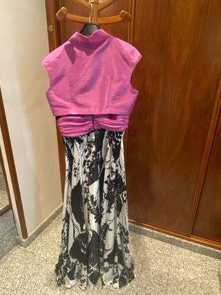 Vestido Fiesta Sonia Peña Negro Rosa Blanco