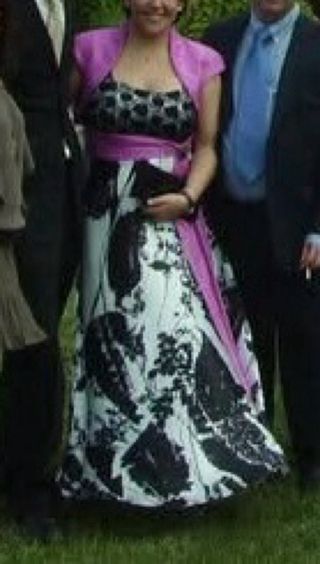 Vestido Fiesta Sonia Peña Negro Rosa Blanco