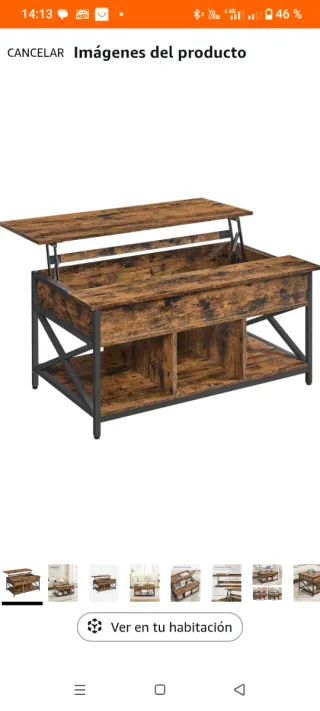 Mesa de centro elevable madera y metal