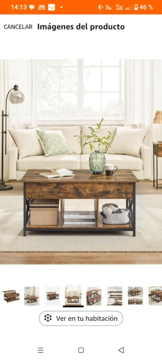 Mesa de centro elevable madera y metal