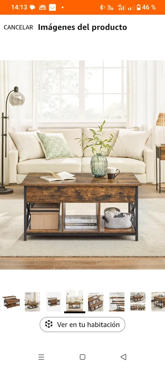 Mesa de centro elevable madera y metal