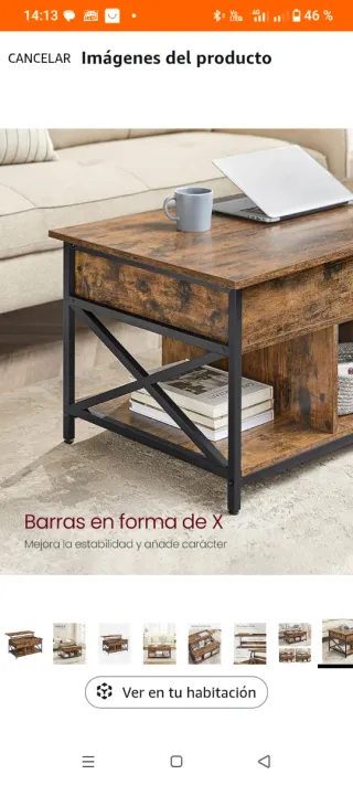 Mesa de centro elevable madera y metal