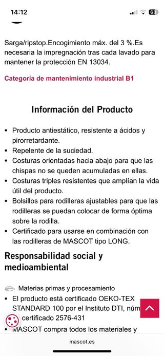 Peto de trabajo MASCOT azul XL