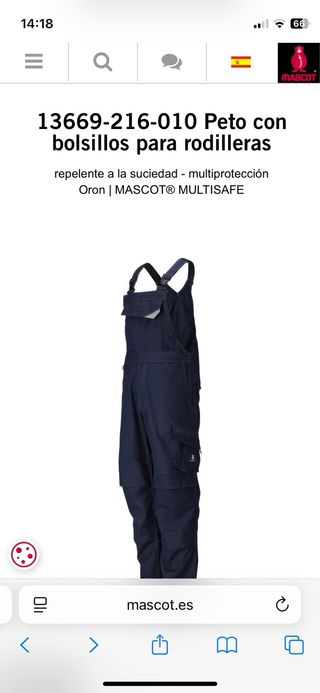 Peto de trabajo MASCOT azul XL