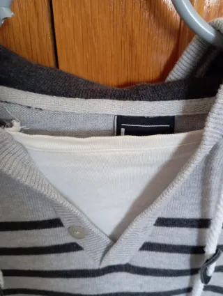 Jersey con capucha hombre rayas gris