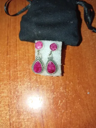 Pendientes Plata y Rubí