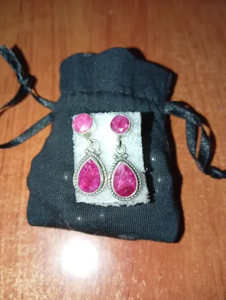 Pendientes Plata y Rubí