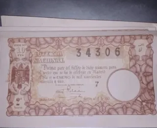 Décimos Lotería Nacional Años 40