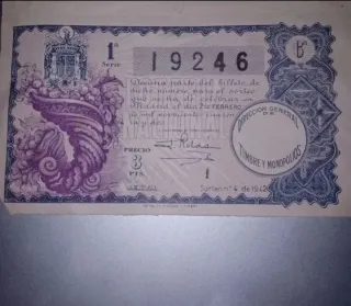 Décimos Lotería Nacional Años 40