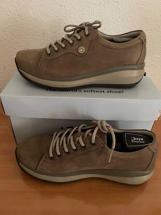 Zapatillas de piel Joya Beige/Marrón