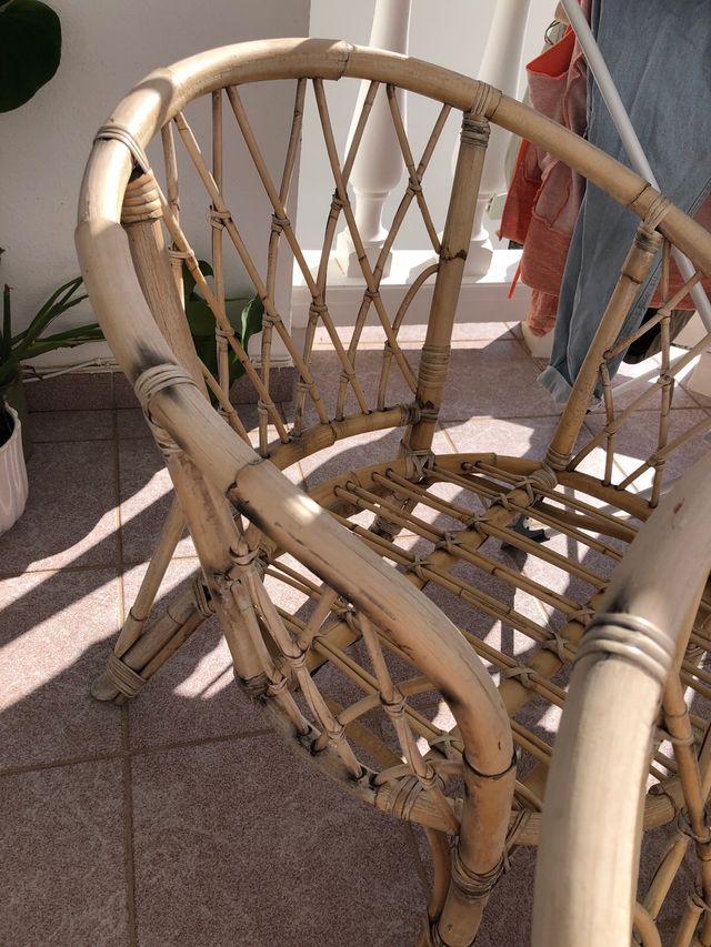 2 Sillas Rattan Jardín Bambú