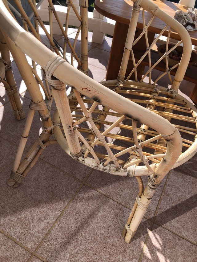 2 Sillas Rattan Jardín Bambú