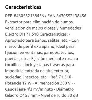 Extractor Ventilador Baño Electro DH