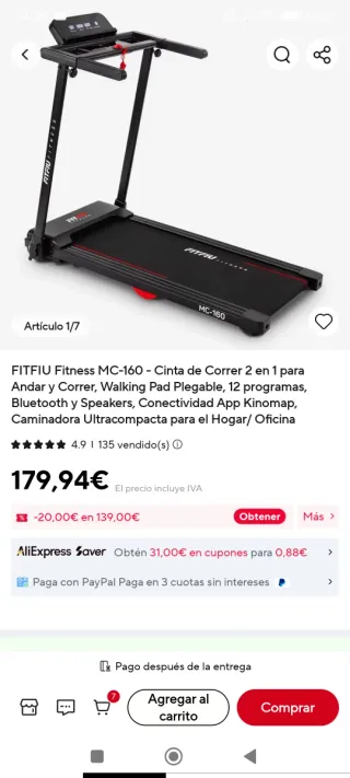 Cinta de correr con Bluetooth.