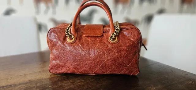 Borsa Chanel marrone e oro caviar