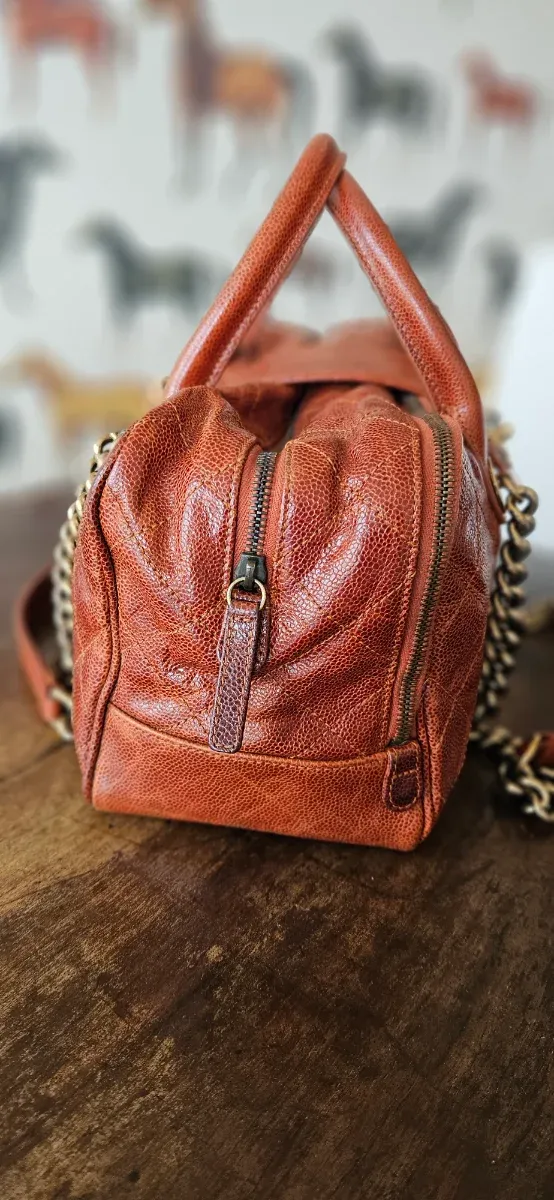 Borsa Chanel marrone e oro caviar