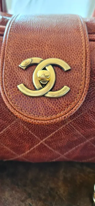 Borsa Chanel marrone e oro caviar