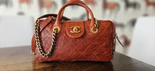 Borsa Chanel marrone e oro caviar