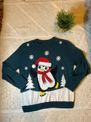 Jersey Navideño Pingüino Patinador Talla M