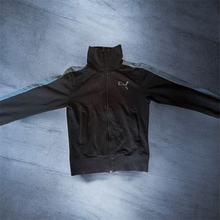 Felpa VINTAGE Puma Logo Brillante Nero Argento