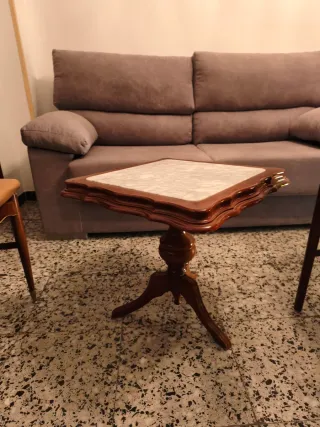 Tavolo ausiliario in legno e marmo