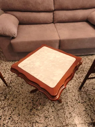 Tavolo ausiliario in legno e marmo