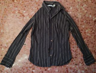 Camisa de rayas negra y beige