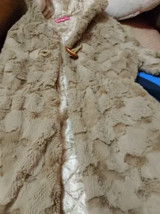 Chaqueta de pelo sintético con capucha,talla 12