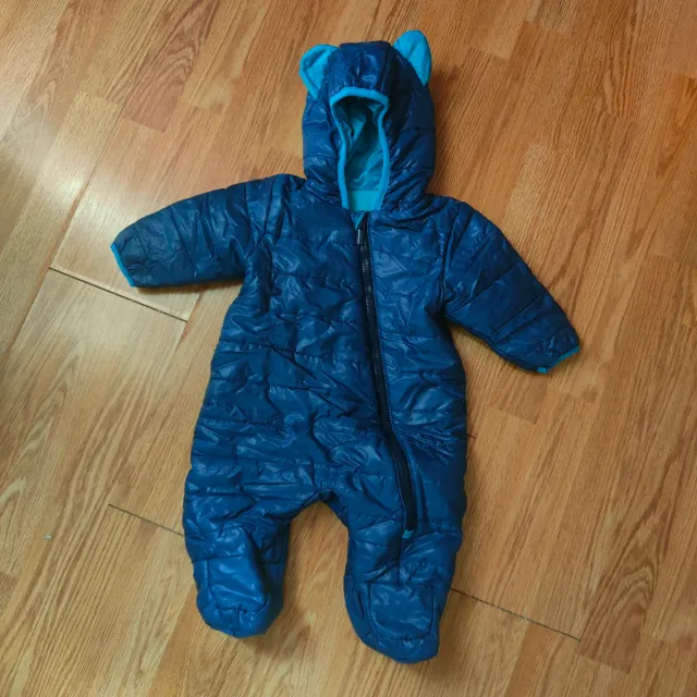 Tuta neonato blu con cappuccio e orecchie 68cm