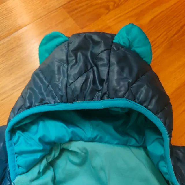 Tuta neonato blu con cappuccio e orecchie 68cm