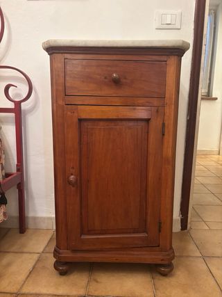 Coppia comodini marmo e legno