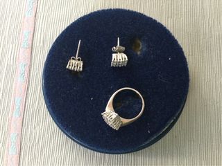 Anillo y pendientes plata ley circonitas