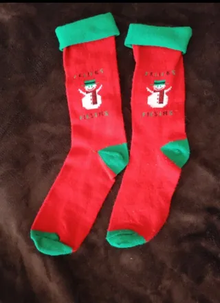 Lote 2 pares calcetines Navidad muñeco nieve