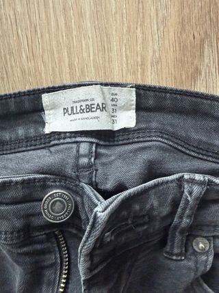 Pull&Bear Pantalón Skinny Negro Talla 40