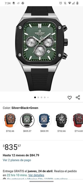 Reloj NAVIFORCE Negro y Plateado