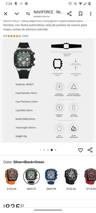 Reloj NAVIFORCE Negro y Plateado