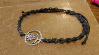 Pulsera Macramé Flor Plata