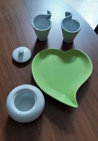 Set caffè a cuore in ceramica