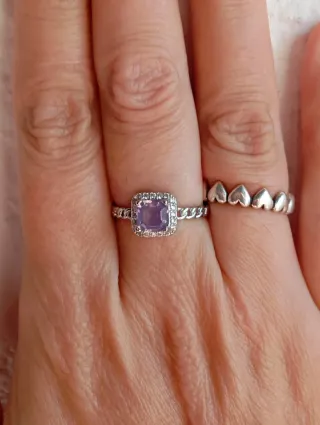 Anillo Amatista fascetada Lavanda con Circonitas