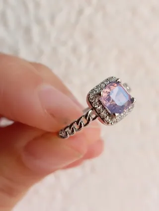 Anillo Amatista fascetada Lavanda con Circonitas
