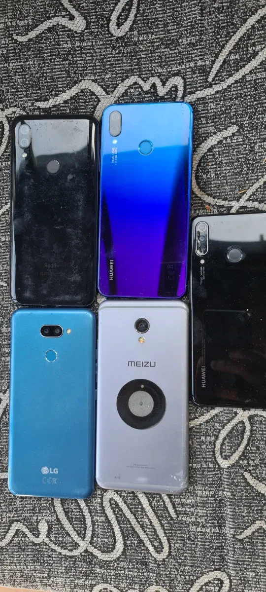 Lote de 5 celulares Huawei, LG, Meizu, Mi