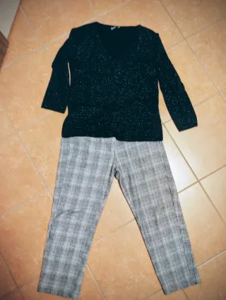 Completo maglia e pantaloni fantasia