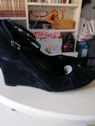 Zara Zapatos Ante Cuña 9.5cm