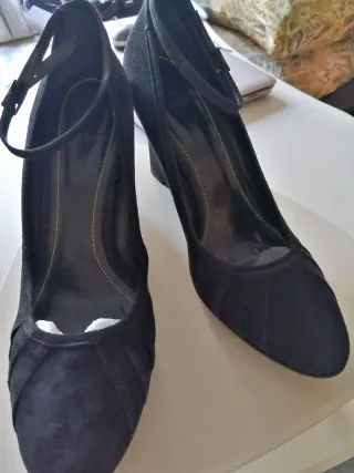 Zara Zapatos Ante Cuña 9.5cm