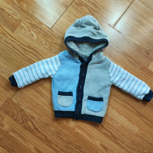 Cardigan bimba con cappuccio e orsetti Nutmeg 80cm