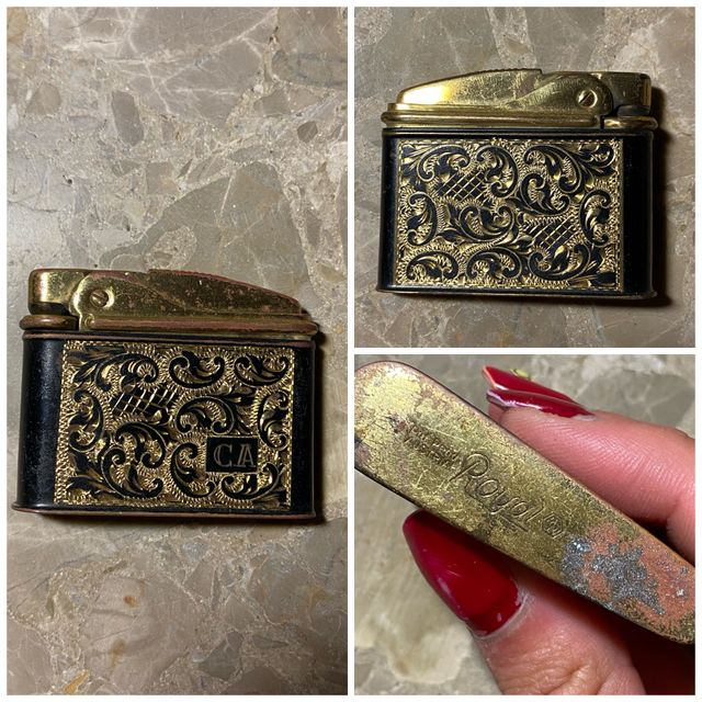 Accendino da collezione Royal antico dorato e nero