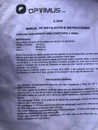 Amplificador Optimus AM-60 Mezclador