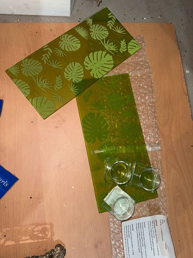 Jarrón portavelas roto verde