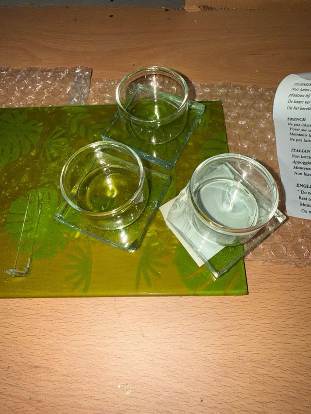 Jarrón portavelas roto verde